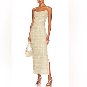 Miaou Thais Dress M Lime Checkered Miaou Thais Maxi Dress